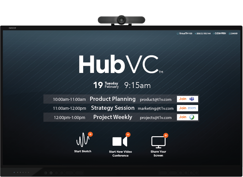 T1V-HubVC-Collaboration-Board-Welcome-Screen-UI-Software