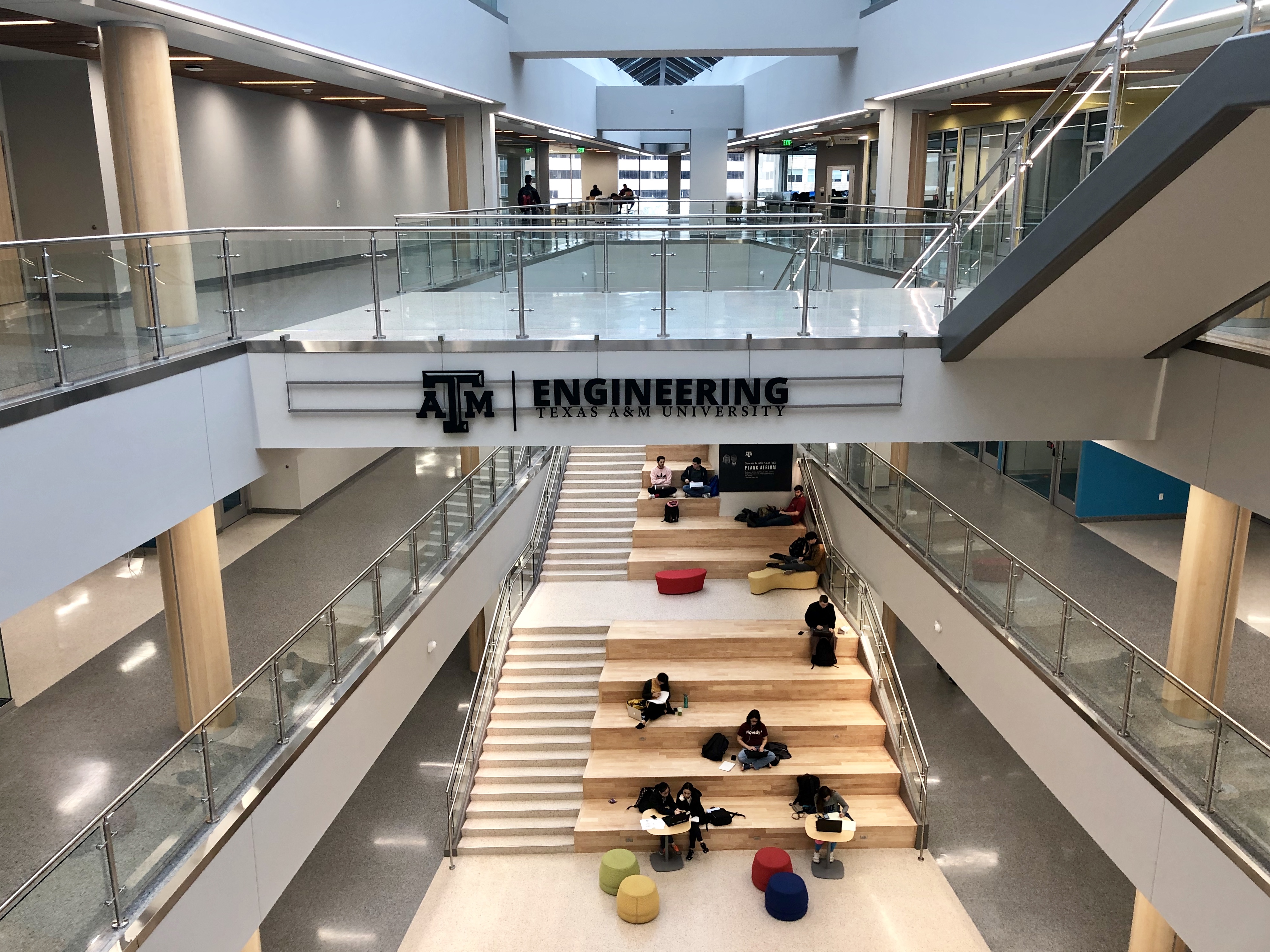 ALTT-Active-Learning-Technology-Tour-Students-on Stairs-New-Zachry-Engineering-Education-Complex-Texas-A-M University-02.22.19
